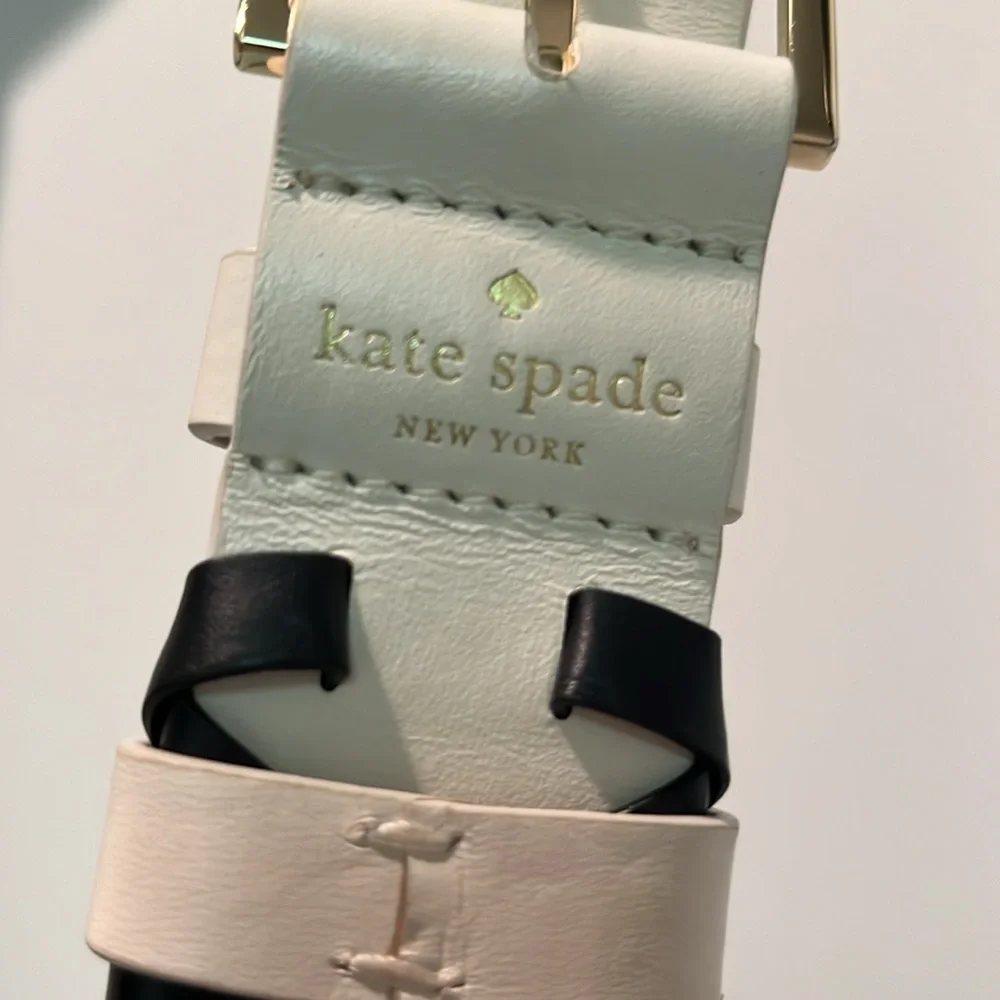kate spade White and Black Leather braided Woven clip on guitar strap
